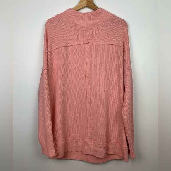 We The Free Tunic Sweater Pink Ribbed Oversized Size Small Mock Neck Cozy - Picture 2 of 10